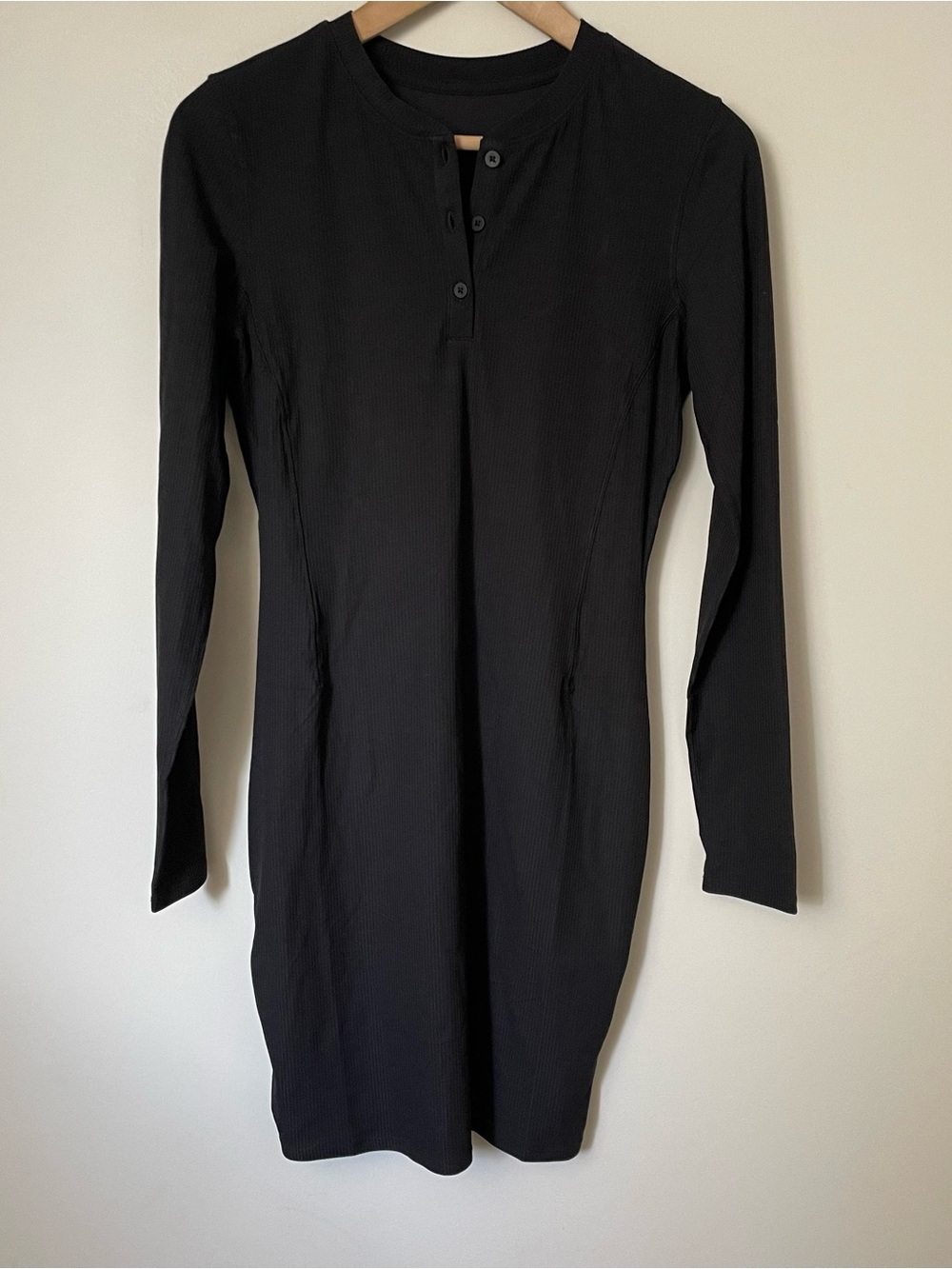 Lululemon 2025 All Aligned Ribbed Long-Sleeve Henley Dress Black Size Small - Picture 8 of 12